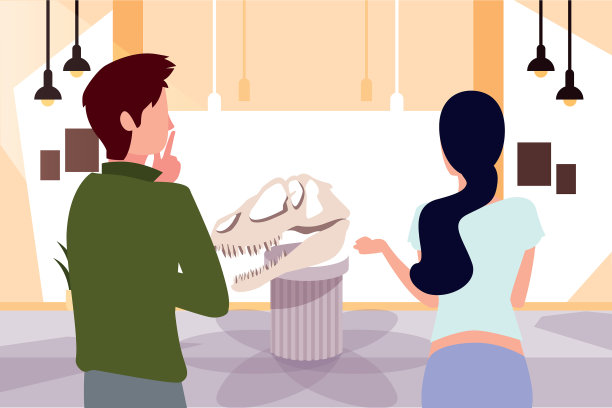 当代艺术画廊里的一对情侣图片下载