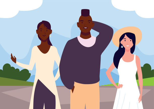 用背景景观将人们分组图片下载