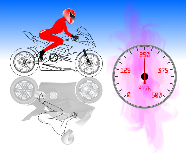 性感的女孩穿着红衣服骑在摩托车上图片下载