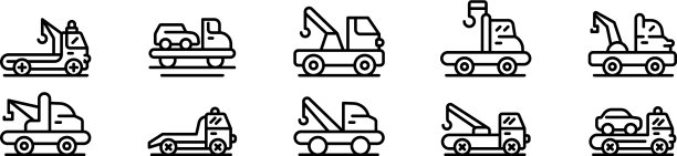 拖车图标设置轮廓风格图片下载