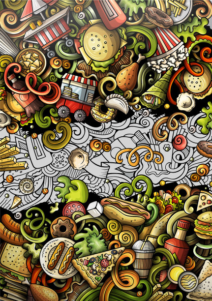 快餐手绘涂鸦横幅卡通图片下载