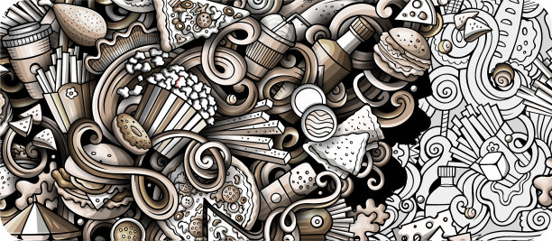 快餐手绘涂鸦横幅卡通图片下载