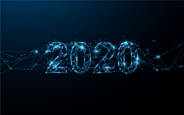 2020年新年快乐横幅形状线和粒子图片下载