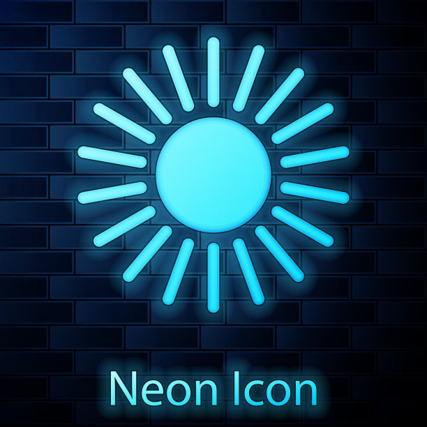 霓虹灯图标孤立在砖墙上图片下载