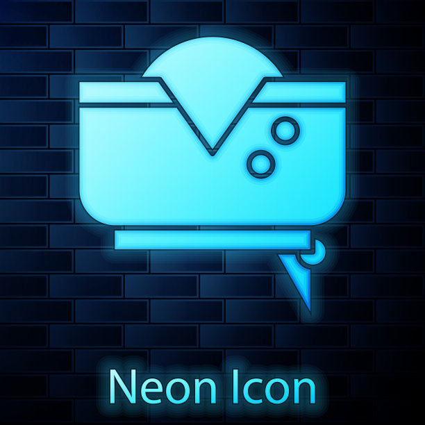 发光的霓虹灯海盗帽图标孤立在砖块上图片下载