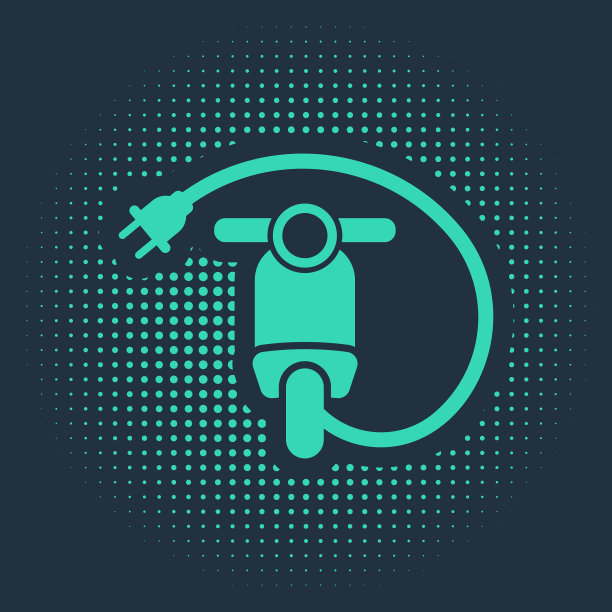 绿色电动滑板车图标孤立在蓝色图片下载