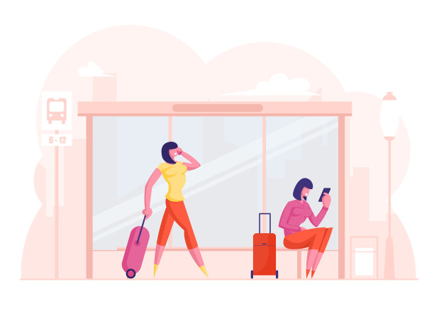 年轻的女人在车站等着女孩图片下载