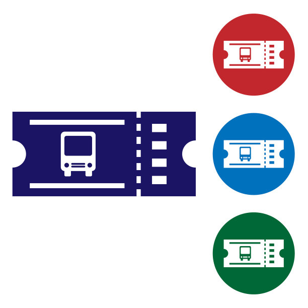 蓝色巴士票图标孤立在白色背景图片下载