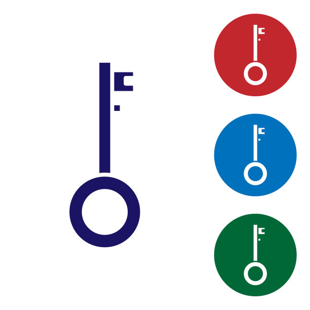 蓝色海盗密钥图标孤立在白色背景图片下载