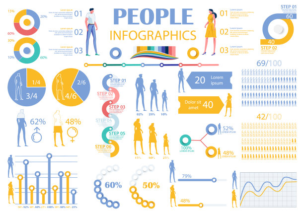 收集信息图表人物元素男人女人图片下载