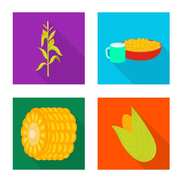 设计玉米田和蔬菜标志套装图片下载