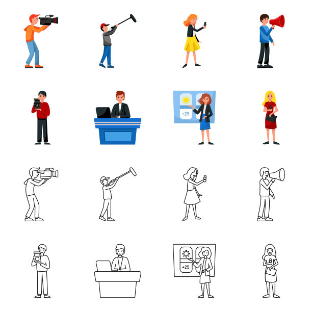 新闻和工作室图标集图片下载