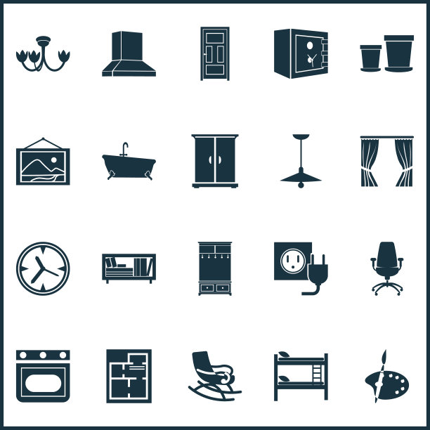 家居装饰图标与办公椅植物图片下载