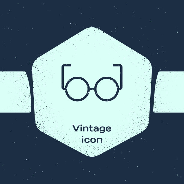 Grunge线眼镜图标孤立在蓝色图片下载