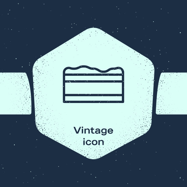 Grunge线布朗尼巧克力蛋糕图标孤立图片下载