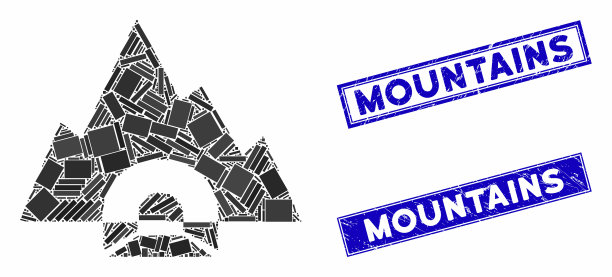 山隧道马赛克和垃圾矩形图片下载