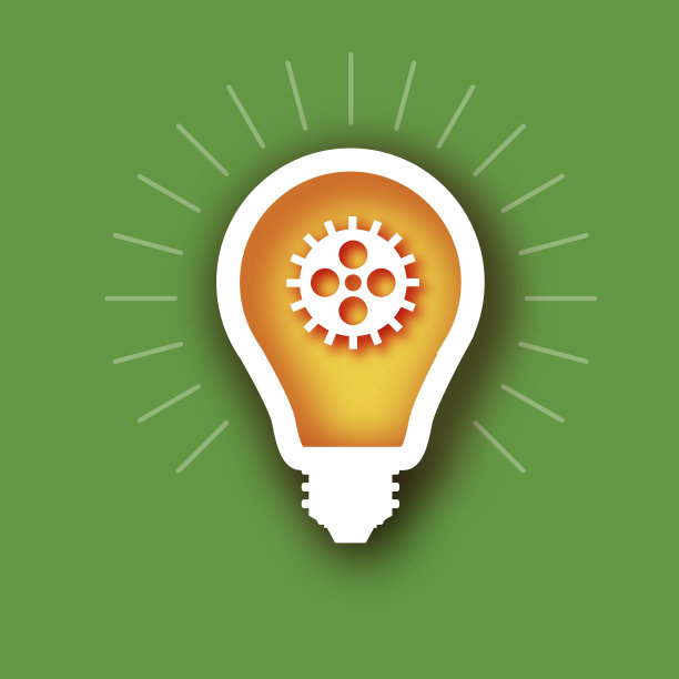 剪纸风格的灯泡和内齿图片下载