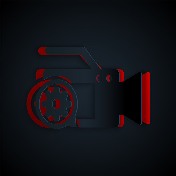 剪纸摄像机和齿轮图标隔离上图片下载