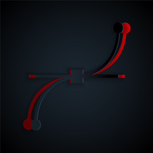 剪纸贝塞尔曲线图标孤立在黑色图片下载