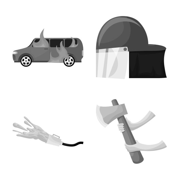 设计消防队员和消防标志图片下载