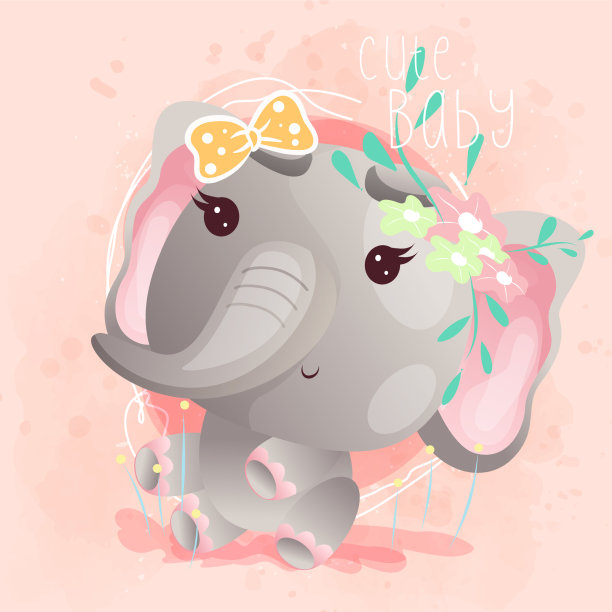 可爱的大象贺卡图片下载