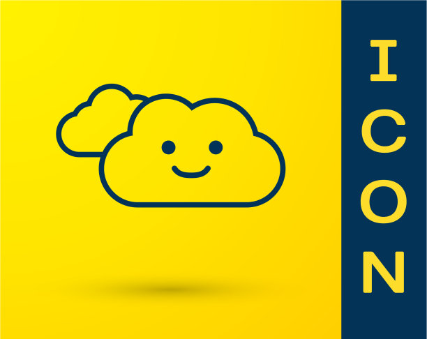蓝色的云图标孤立在黄色的背景图片下载