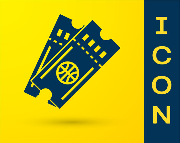 蓝色篮球比赛门票图标孤立上图片下载