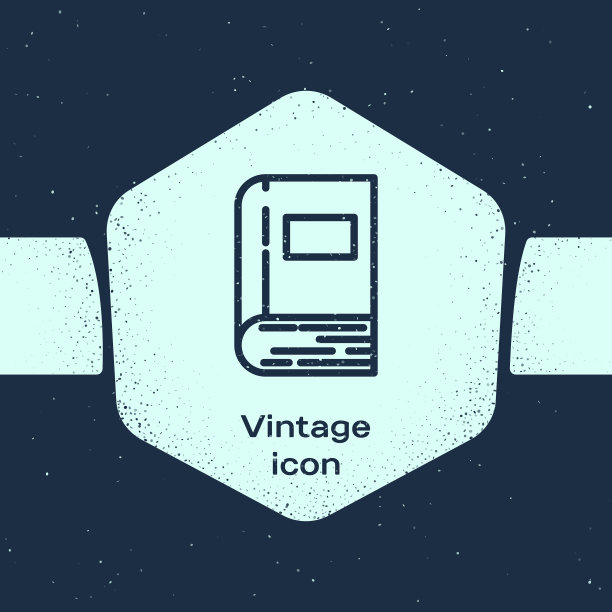 Grunge线书图标孤立在蓝色背景图片下载