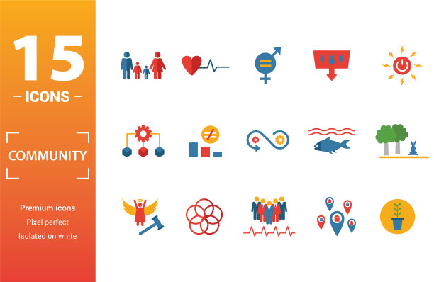 社区图标集包括创意元素图片下载