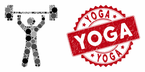 马赛克力量提升与垃圾瑜伽印章图片下载