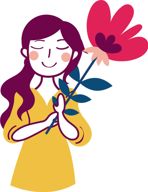 年轻美丽的女子捧花图片下载