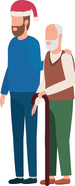 可爱的爷爷和年幼的儿子利用圣诞节图片下载