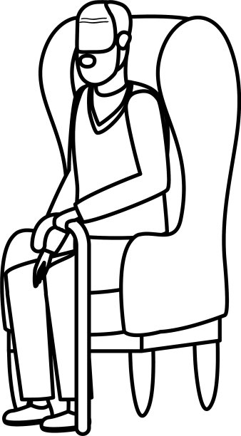 可爱的爷爷坐在沙发人物图片下载