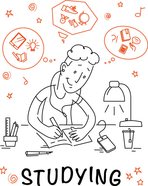 平面研究男孩学校图标设置孤立图片下载