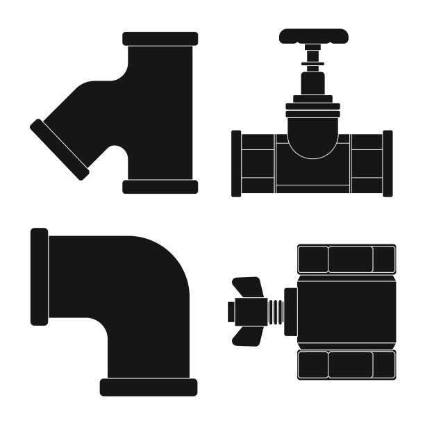 隔离对象管道和管道图标集合图片下载