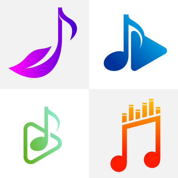 设乐谱音符标志设计概念音符播放图片下载