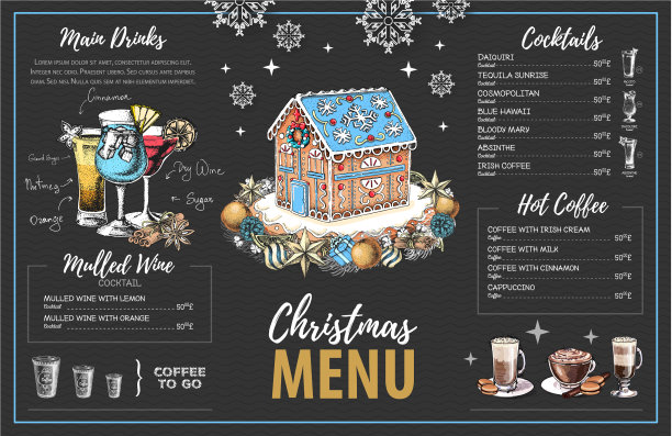 圣诞菜单设计用甜姜饼屋图片下载