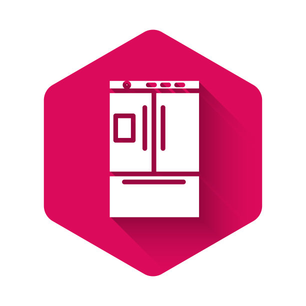 白色冰箱图标孤立与长影子图片下载