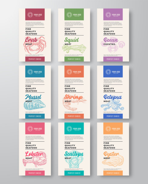 优质海鲜标签集摘要图片下载