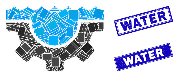 水服务齿轮马赛克和遇险矩形图片下载