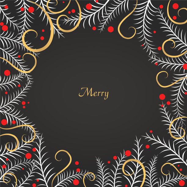 椰子叶与红色浆果框架图片下载