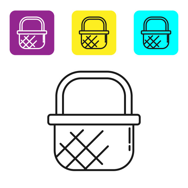 黑色线购物篮图标孤立在白色图片下载