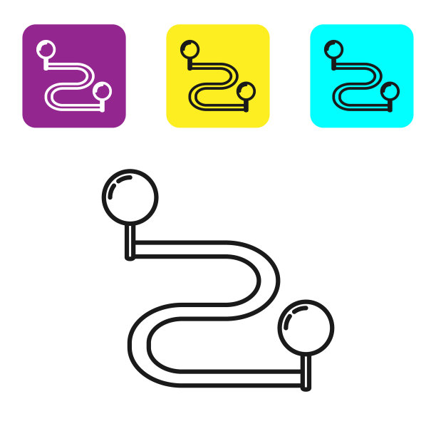 黑线路线位置图标隔离在白色上图片下载