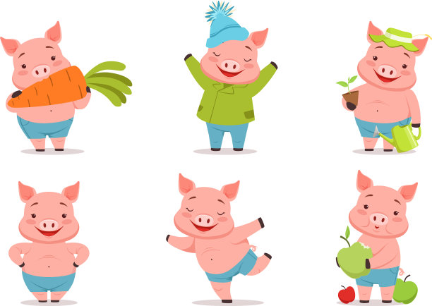 搞笑的猪咬着大胡萝卜图片下载