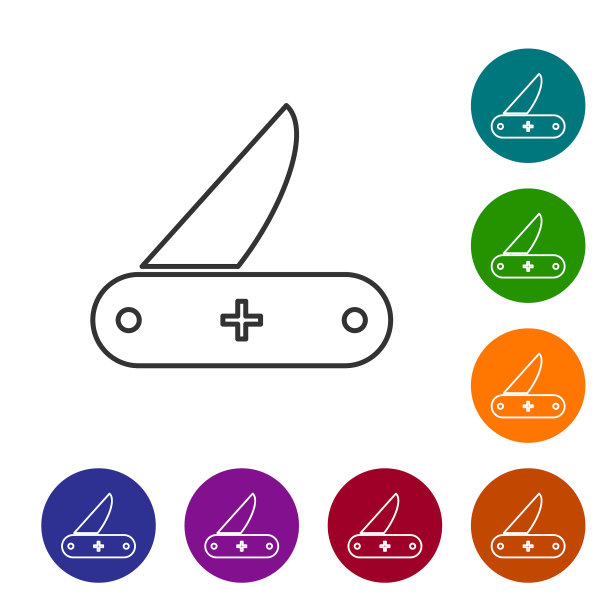 灰色线瑞士军刀图标孤立在白色图片下载