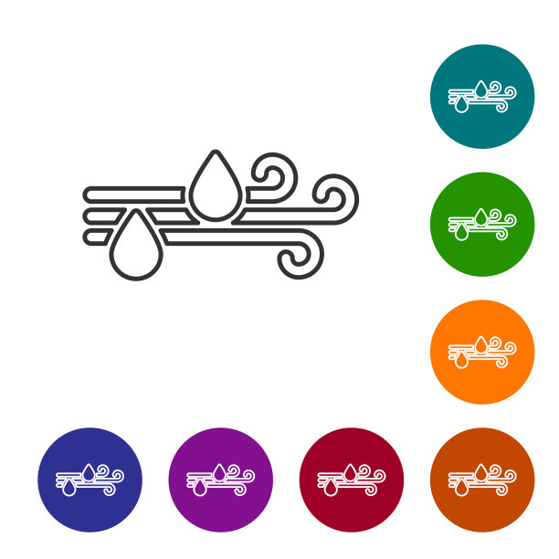 灰线风和雨的图标孤立在白色图片下载