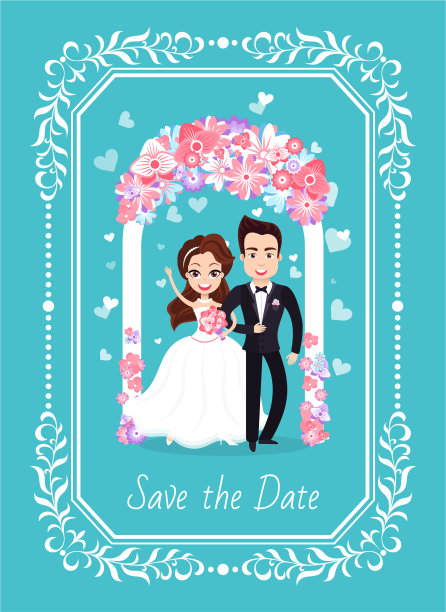 新郎和新娘的婚礼卡片图片下载