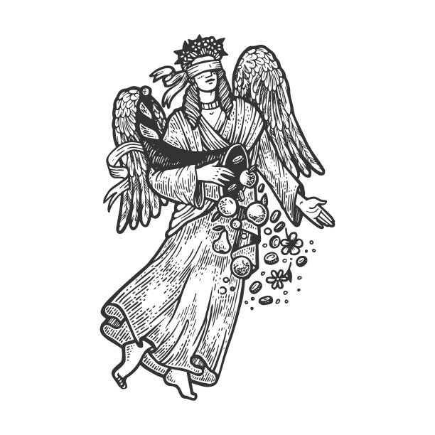 福尔图纳希腊女神素描雕刻图片下载