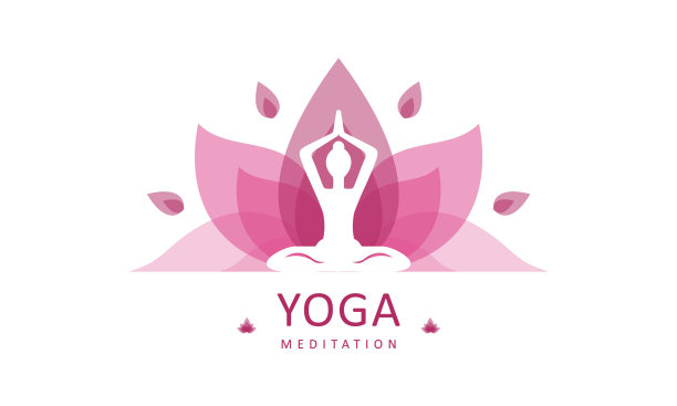 瑜伽标志设计在莲花中储存人类的冥想图片下载