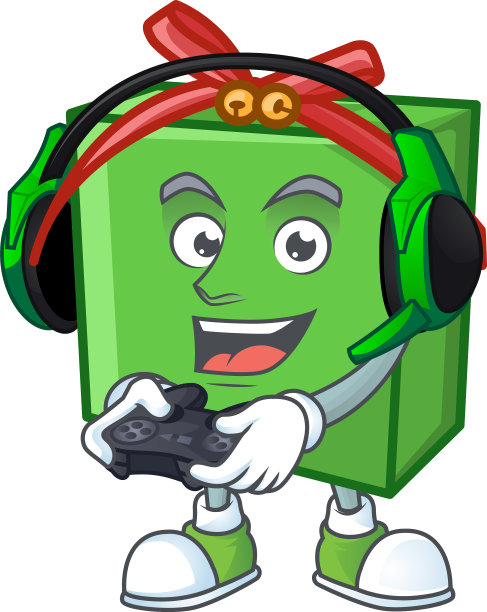 玩家绿色的卡通人物礼盒图片下载